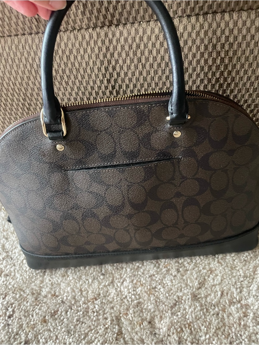 Coach Brown Signature Dome Satchel with Black Trim and Gold Hardware - Picture 2 of 4
